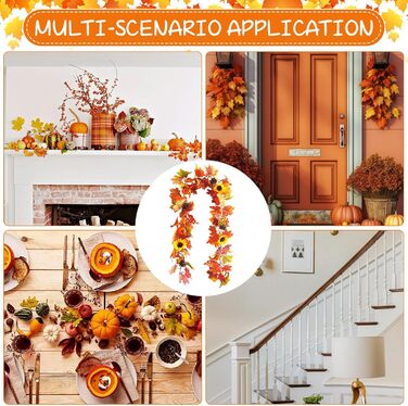 Гірлянда з листя клена для осіннього декору: 3м, 30 LED, для дому та вулиці