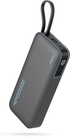 Power Bank CUKTECH 20000mAh з USB-C кабелем, 45W, Digital Display, для iPhone, MacBook, Galaxy, темно-сірий