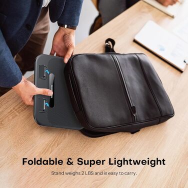 Підставка для ноутбука OMOTON, міцна металева основа, 360° обертання, складана ергономічна підставка для ноутбука – для 15-дюймових MacBook та ноутбуків – класичний чорний колір