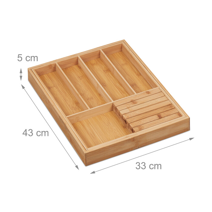 Relaxdays Extendable Bamboo Cutlery Box