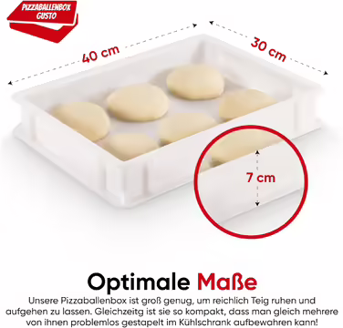 3x Pizza Ball Box with Flavor + 1 Lid, 40x30x7 cm | Proofing Box, Dough Container for Pizza Dough. Dough Box for 6 Pizza Balls, Pizza Dough Container (1x Gusto Box + 1x Lid)