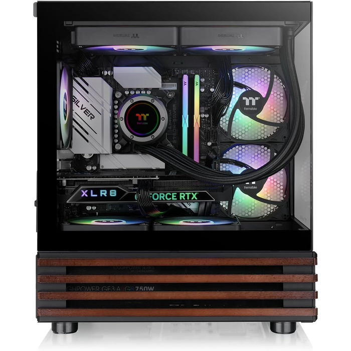 Корпус ПК Thermaltake TG ARGB View 170 Wood Black – Micro-Tower, Tempered Glass, 3x120mm ARGB, Підтримка 240/280mm радіатора