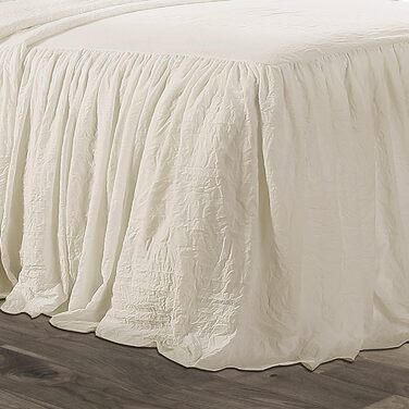 Lush Decor bedspread with ruffled skirt, polyester, ivory, Queen Queen Ivory