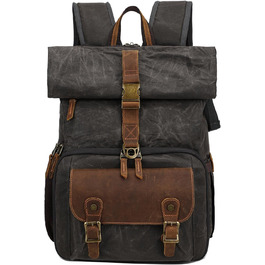 Рюкзак для фотокамери Vmokki Rolltop з водонепроникним покриттям, великий, з швидким доступом, захистом від крадіжок, кріпленням для штатива та відділенням для ноутбука. Сірий колір.