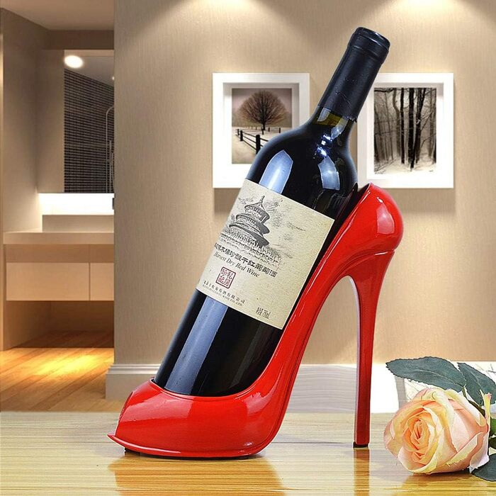 High Heel Fantasy Wine Bottle Holder, for Wedding, Party, Home Decoration (Red High Heel)