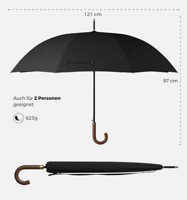 Sapor Design Umbrella Stock Umbrella Stormproof Auto-Open Windproof | XXL Large & Stable for 2 People Ladies & Gentlemen | Golf Umbrella Travel – 123 cm Ø Elegant Blue - Classic