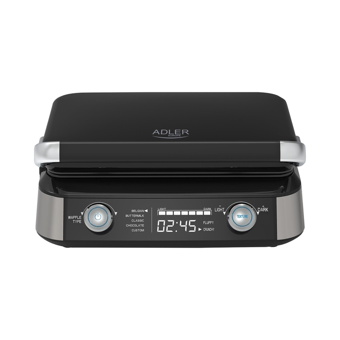 Вафельниця Adler AD 3084, 2400 Вт, LCD-дисплей, 5 програм, чорна