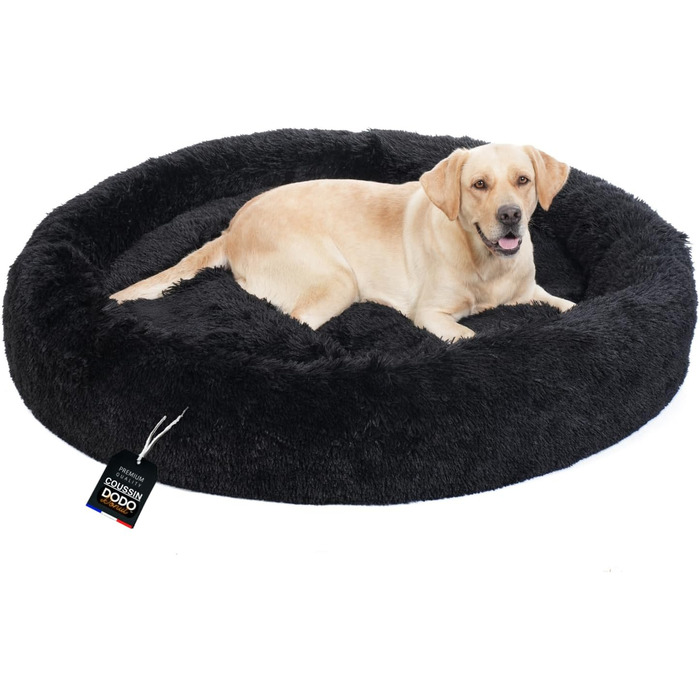 Dog Bed Medium-Sized Dogs [with washable cover] - Dog Basket, Cat Bed, Dog Sleeping Place & Furniture for Dogs, Long Dog Basket, Dog Bed, 80 cm Diameter (L 130 x W 130 x H 21 cm, Black)