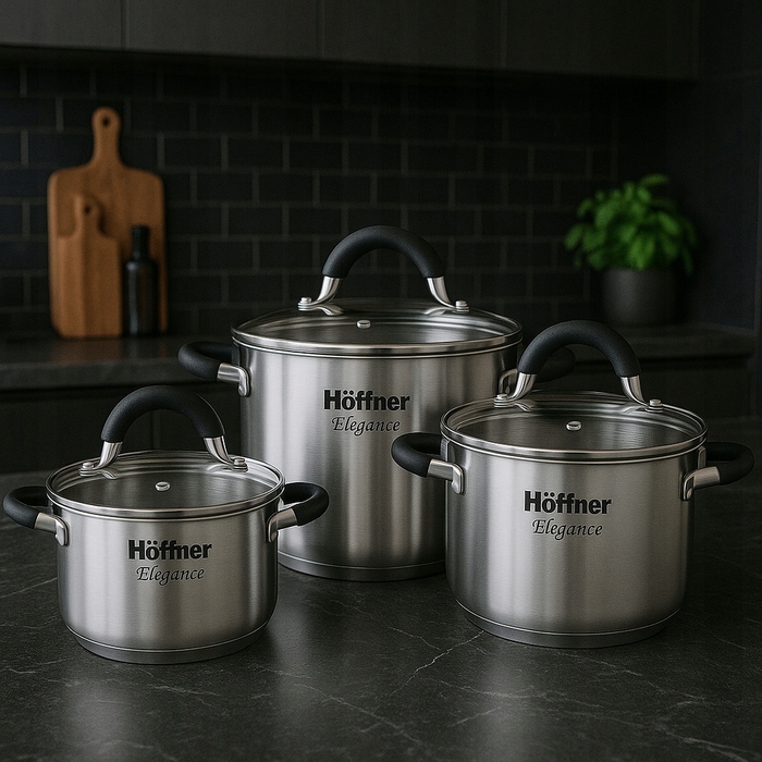 Набір кастрюль Hoffner Premium із нержавіючої сталі, 12 предметів