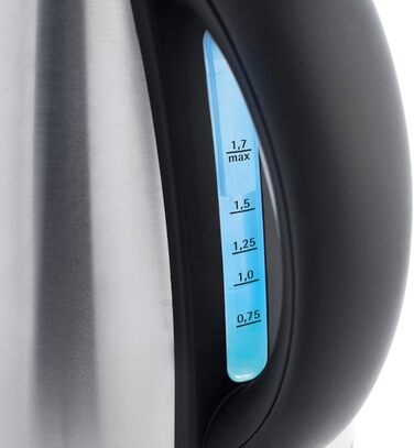 WMF Stelio Stainless Steel Kettle, 1.7L, Electric Kettle with Scale Filter, 2400W, Illuminated Water Level Indicator, Matte Stainless Steel