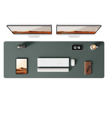 Офісний килимок для миші YSAGi Premium, шкіряний, 120x43 см, темно-зелений - великий килимок для столу для офісу та дому