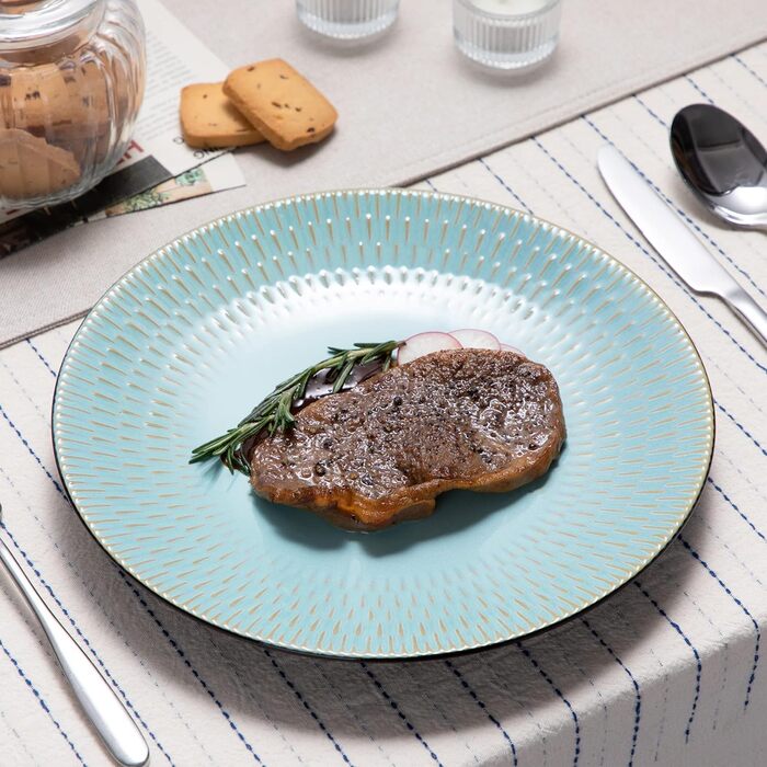 Stoneware Combination Service, vancasso GUTO Tableware Service, 48-piece Dinnerware Set with 12 Dinner Plates, Dessert Plates, Bowls, and Cups for 12 People