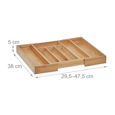 Relaxdays Extendable Bamboo Cutlery Box