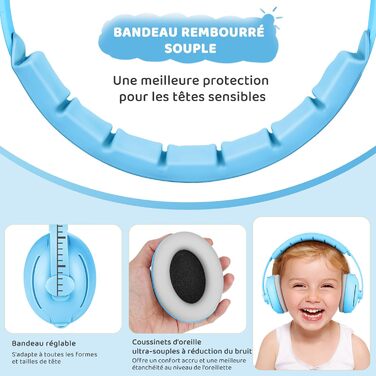 Навушники для захисту від шуму для малюків 0-2 роки, блакитні. Захист від шуму, ідеально для повсякденного використання та заходів