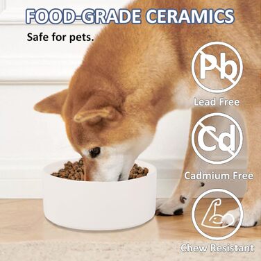 Керамічна миска для собак середніх та великих порід - важка, глибока, 1800 мл, біла