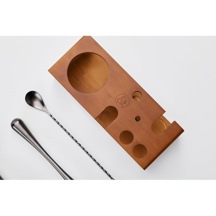 Набір для приготування коктейлів Mint&Mortar 7 шт. з бамбуковим підставкою, нержавіюча сталь, барменський набір з інструментами для дому та професійного використання, 680 мл, Mixer (Gunmetal Black)