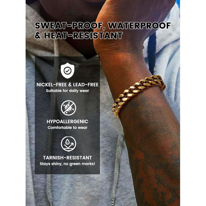 Чоловіча ланцюжок-браслет Bestyle з нержавіючої сталі, 12 мм, 21 см з подарунковою коробкою