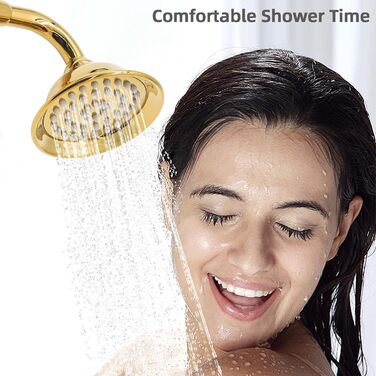 Delnet Classic High-Pressure Showerhead, Chrome, Traditional Telephone Style, Handheld Showerhead and 1.5m Hose (Vintage, Gold)