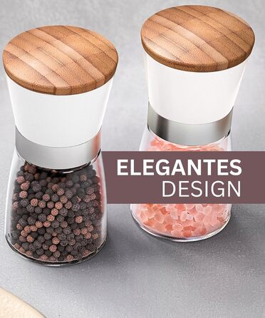 Мельниця для солі та перцю Hannah's Homebrand з керамічним механізмом - міцна для великої солі, без вмісту (Сніжинка, 2 шт.)