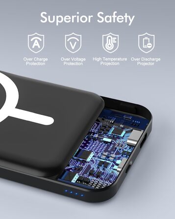 Power Bank MagSafe 5000mAh для iPhone 17/16/15/14/13/12, всі моделі, глибокий чорний колір