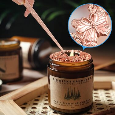 DORAFO Candle Accessory Set, 5-in-1 Stainless Steel Candle Care Set, including Candle Snuffer, Wick Trimmer, Wick Spoon, and 2 Lid Candle Holders with Gift Package (Rose Gold)
