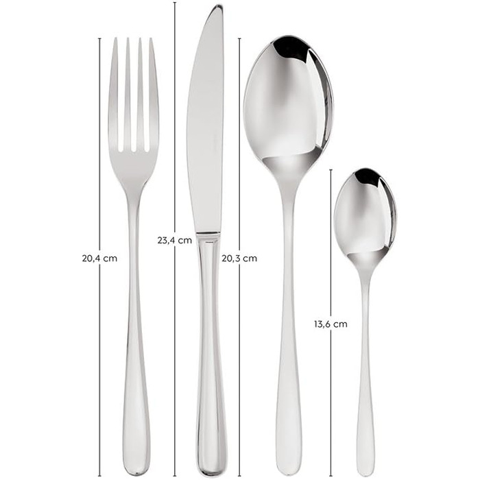 Sambonet 52553-81 Taste - 18/10 Stainless Steel Monoblock Dinnerware Set for 6 People, 24-Piece: 6 Forks, 6 Spoons, 6 Knives, 6 Teaspoons, Dishwasher Safe, Grey