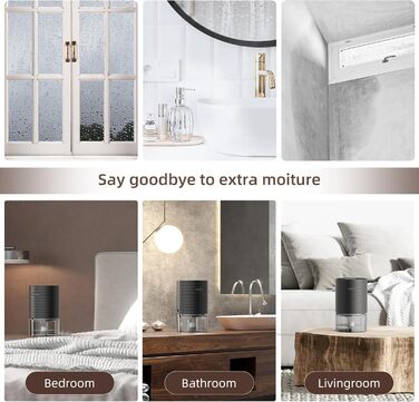 CONOPU Electric Dehumidifier, Energy-Saving Room Dehumidifier, Automatic Shut-Off, Dehumidifier Basement Small, Ultra-Quiet Closet, Bathroom, Bedroom, Office, Black, 21.3*12.8*12.8cm