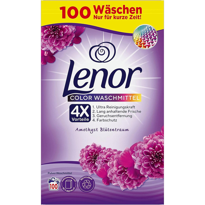 Пральний порошок Lenor Amethyst Blütentraum для пральних машин, 6.5 кг, 100 прань