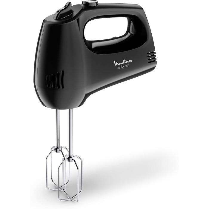 Міксер ручний Moulinex Quickmix HM3108, 300 Вт, 5 швидкостей, 2 насадки, нержавіюча сталь, чорний