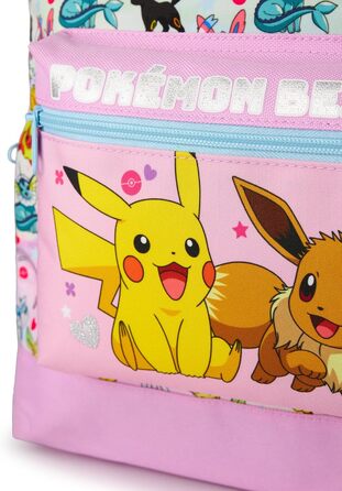Рюкзак Pokemon для дівчаток: рожевий, з блискітками, дизайн Eevee Besties та Pikachu | Просторий для школи та розваг