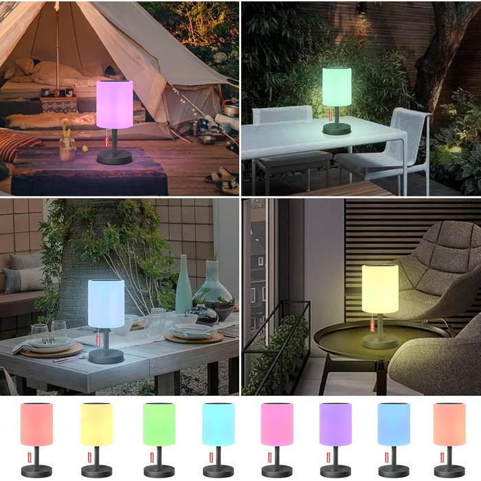 Світлодіодний солярний настільний світильник для вулиці 2-в-1, бездротовий, 8 кольорів, для саду, кемпінгу (Сірий)