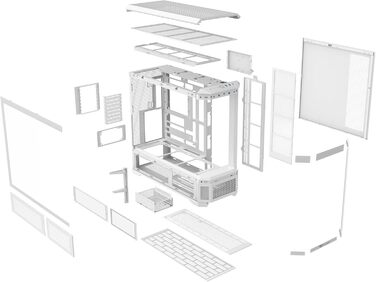 Корпус Thermaltake View 600 TG Full Tower для ПК (E-ATX/ATX/mATX/mini-ITX) з прихованим підключенням, 4 скляними панелями, поворотними PCIe слотами, підтримкою радіатора до 420 мм та USB-C 3.2 Gen2 (Snow)
