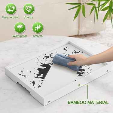 Столик-табурет Youpehom з розкладними ніжками, бамбук, для сніданку в ліжку, кухні, сервірування, дивану, їжі, як стіл для ноутбука, таця для перекусів, 2 шт., білий, 2 шт.