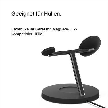 Belkin BoostCharge Pro 3-в-1 Бездротовий зарядний пристрій MagSafe для iPhone 13, Apple Watch та AirPods (15W, Чорний)