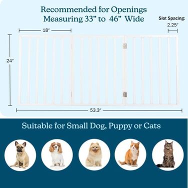 Ворота для собак PETMAKER – дерев'яні, розкладні, аккордеон, 61 см, білі