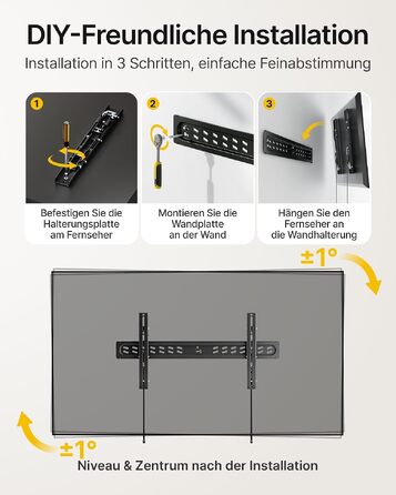 Настінний кронштейн для телевізора monTEK Ultra Slim (43–95 дюймів), нахильний, витримує до 68 кг, VESA до 800x400 мм