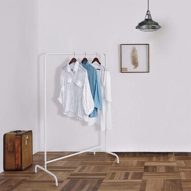 EUGAD Clothes Rack Coat Rack Laundry Rack, Coat Clothes Stand, Clothes Rail White, 99x46x153cm, Heavy Duty Cloth Rail