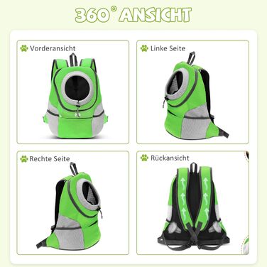 Рюкзак для собак та котів ALLSOPETS, переноска для малих тварин, рюкзак для велосипеда/мотоцикла, для походів та активного відпочинку (Моховий, L)