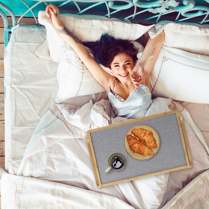 Relaxdays Folding Bamboo Bed Table