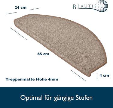 Beautissu Non-Slip Stair Treads - 55x15 cm - 15 Pack - Self-Adhesive Indoor Stair Mats - Carpet Stair Treads for Narrow Stairs - ProStair - Sand Color