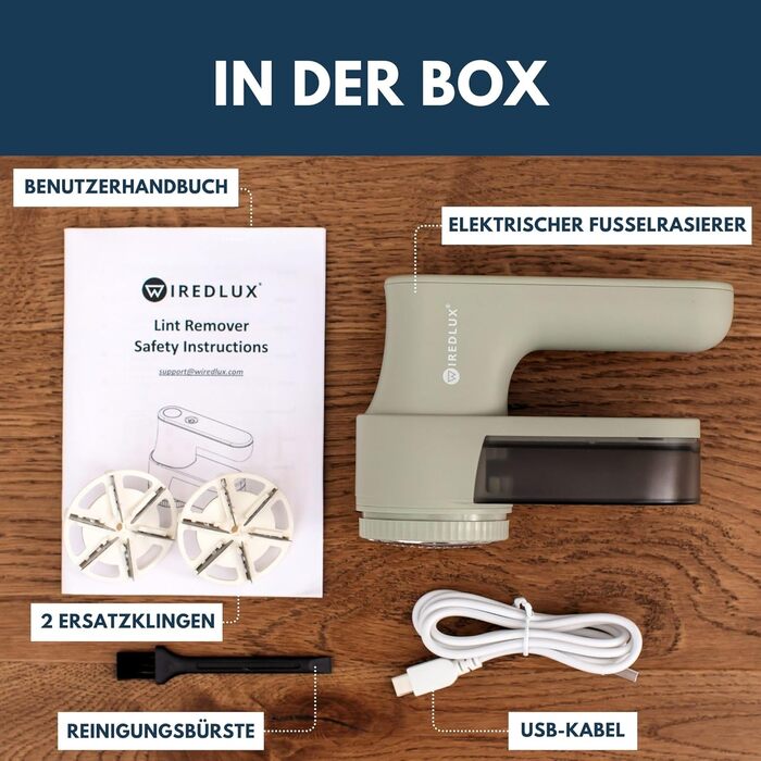 Електричний видалення ворсу та котушок для одягу – Fusselentferner з 3 швидкостями, LED-дисплеєм, USB-зарядкою, портативний пристрій з подвійним захистом (Sage)