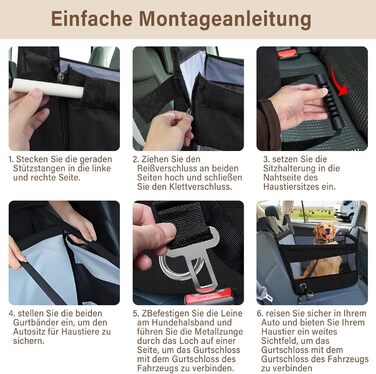 Автокрісло для собак - водовідштовхувальне автокрісло для маленьких та середніх собак з сітчастим вікном та ременем безпеки - складаний кошик для собак в авто для будь-якого розміру (Чорний)