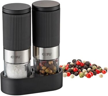 Набір мельниць для солі та перцю GEFU TUSOME, 2 шт. – міні мельниці з регульованим керамічним механізмом та кришками для аромату. Включає набір для сервірування столу |