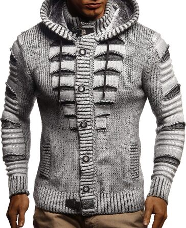 Кардиган чоловічий Leif Nelson з капюшоном та блискавкою - в'язана спортивна куртка для чоловіків, сірий/чорний, для зими та літа