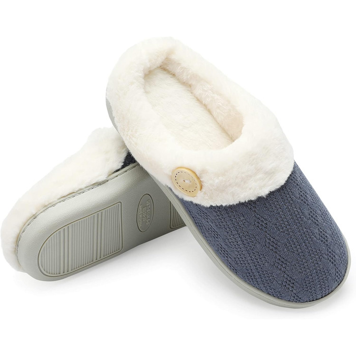 Чантому: жіночі домашні тапочки з меморі-піною, плюшеві, теплі, антиковзні, для дому та вулиці, розмір 40/41 EU, темно-синій