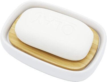 Підставка для мила Lofekea з кераміки та бамбуку, двошарова, для ванної та душу