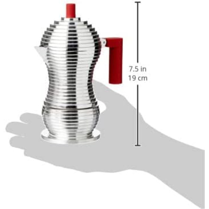 Еспресо-машина Alessi Pulcina MDL02/6 - 6 чашок, литий алюміній, червона