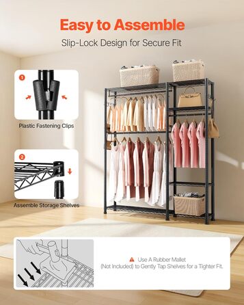 Стійка для одягу VEVOR з 4 перекладинами, 8 гачками та 385,5 кг вантажопідйомністю - для спальні, магазину одягу, прихожої
