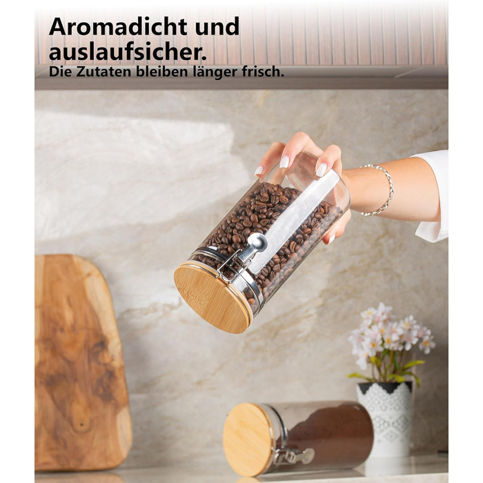 Набір кавових контейнерів Deco haus® 2 шт. з етикетками, 1,3 л - для кави, цукру, борошна, мюслі. Повітряно-непроникні контейнери для зберігання продуктів.