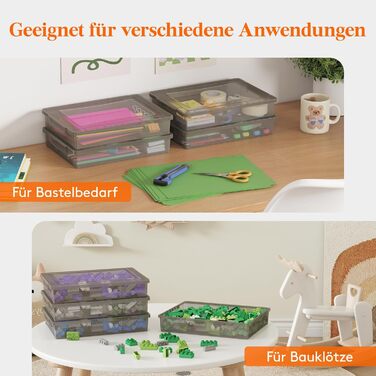 Lifewit 5L Storage Box with Lid, Plastic Box with Clip Closures, Document Box A Organizer, Multi-Purpose Boxes for Crafts, Paper, Art Supplies, Building Blocks, Tools (Gray, 4)